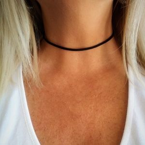 NEW Black Suede Boho Gypsy Choker Necklace
